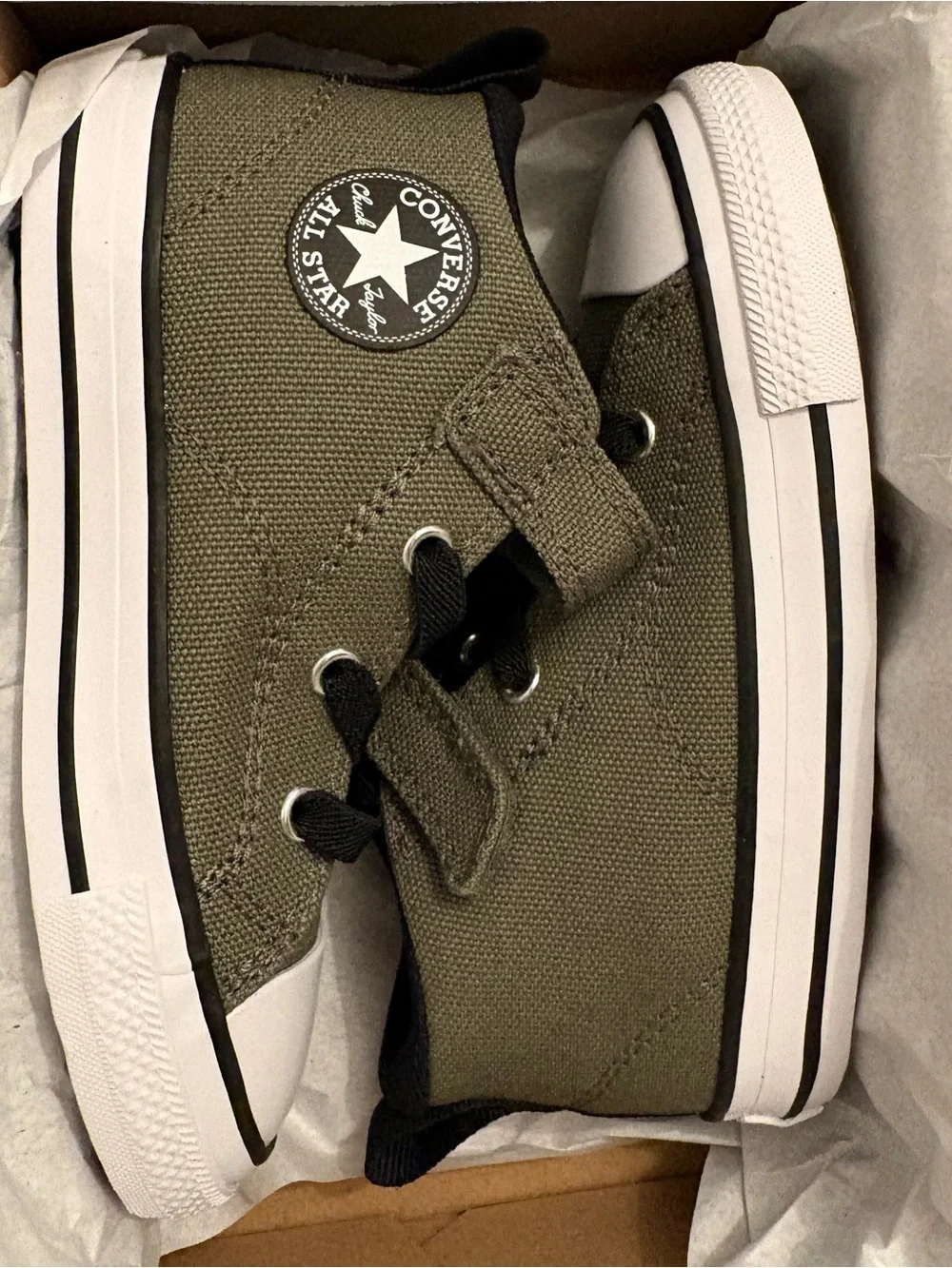 Converse Chuck Taylor All Star Easy On Strap Mid-Top Shoe Army Green Toddler 10C